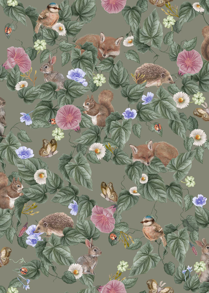 Summer Gray Forest Lullaby Wallpaper Forest Lullaby Moss - Hola BB